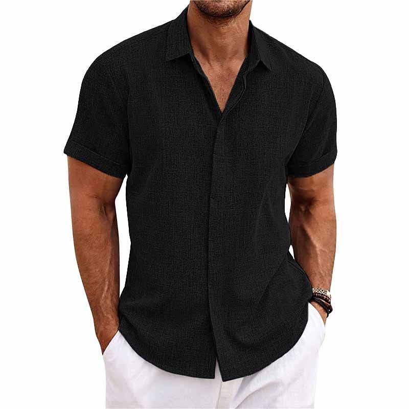 Camicia Uomo Lino Manica Corto con Bottoni – Estiva