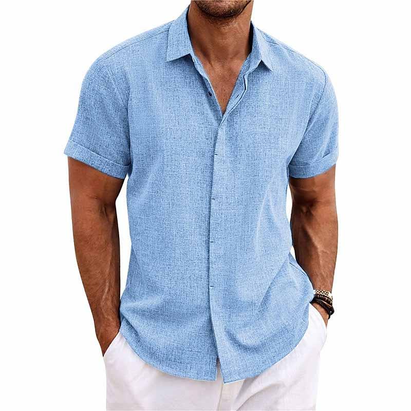 Camicia Uomo Lino Manica Corto con Bottoni – Estiva