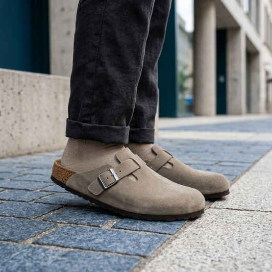 Zoccoli Bassi Unisex in Pelle con Fibbia Regolabile