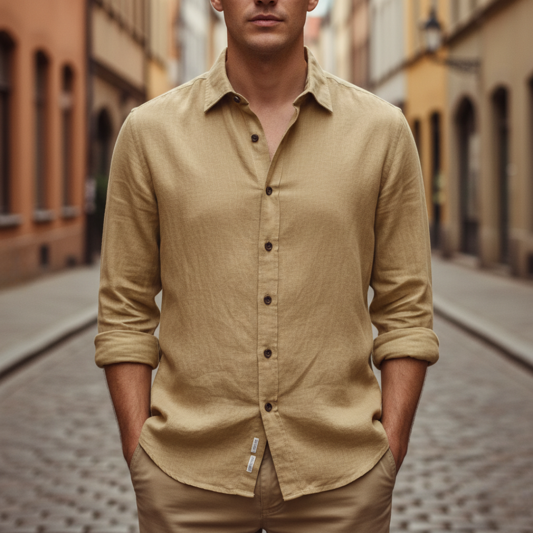Camicia Uomo Casual Tessuto Misto