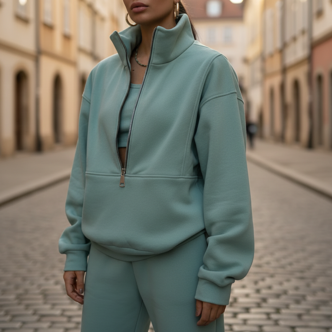 Tuta Donna Mezza Zip Misto Sportiva