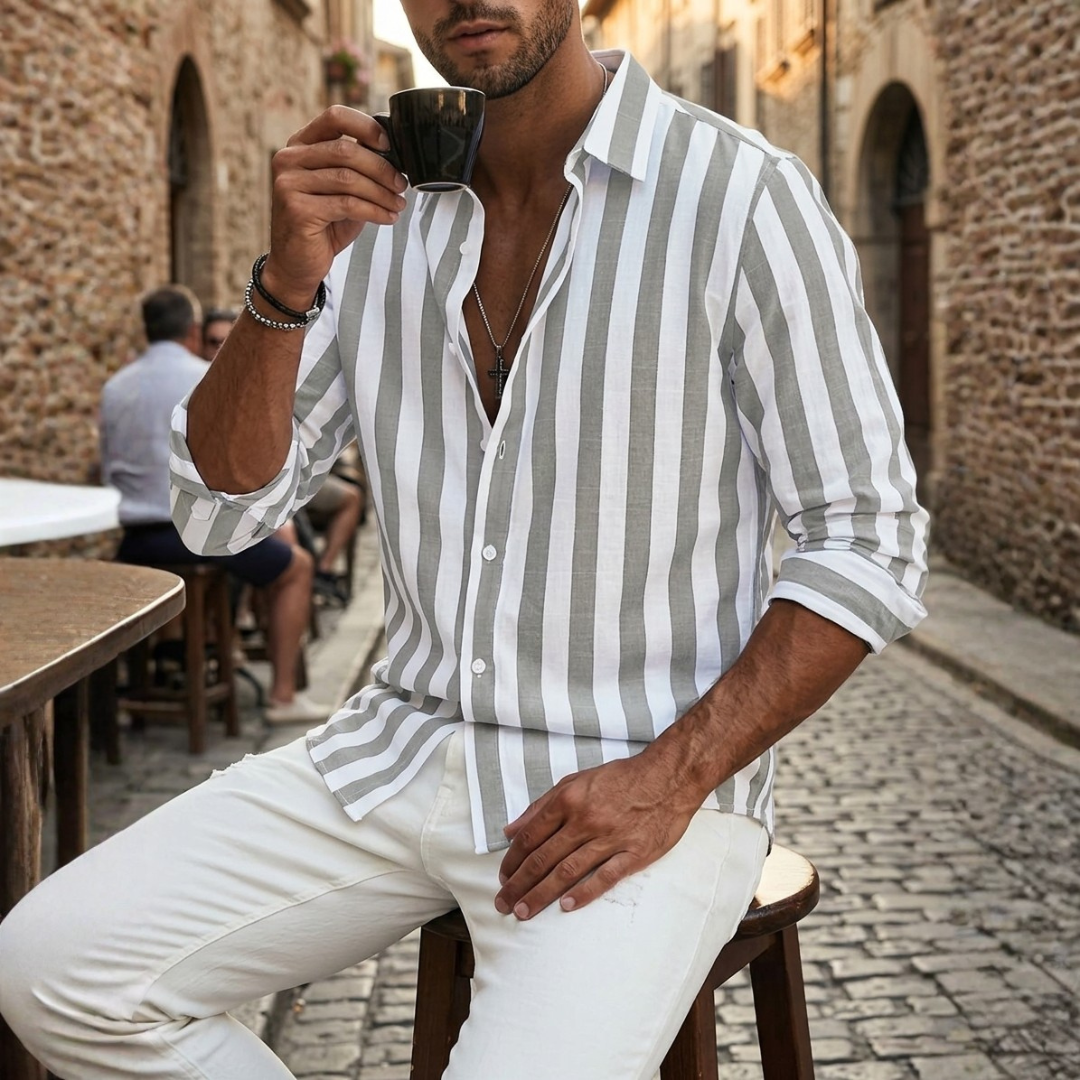 Camicia Uomo Slim Fit a Righe Verticali Bianche