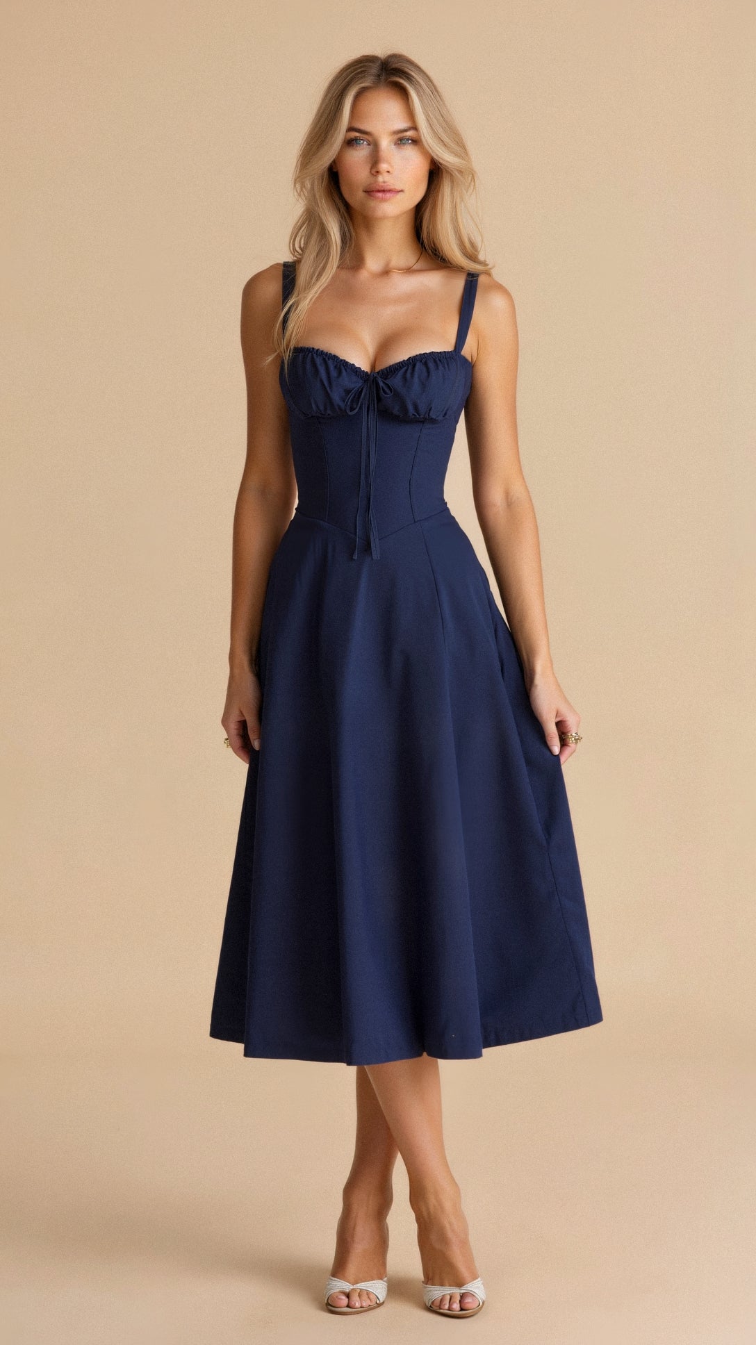 Abito Donna Midi Velluto Smanicato Slim Fit – Elegante