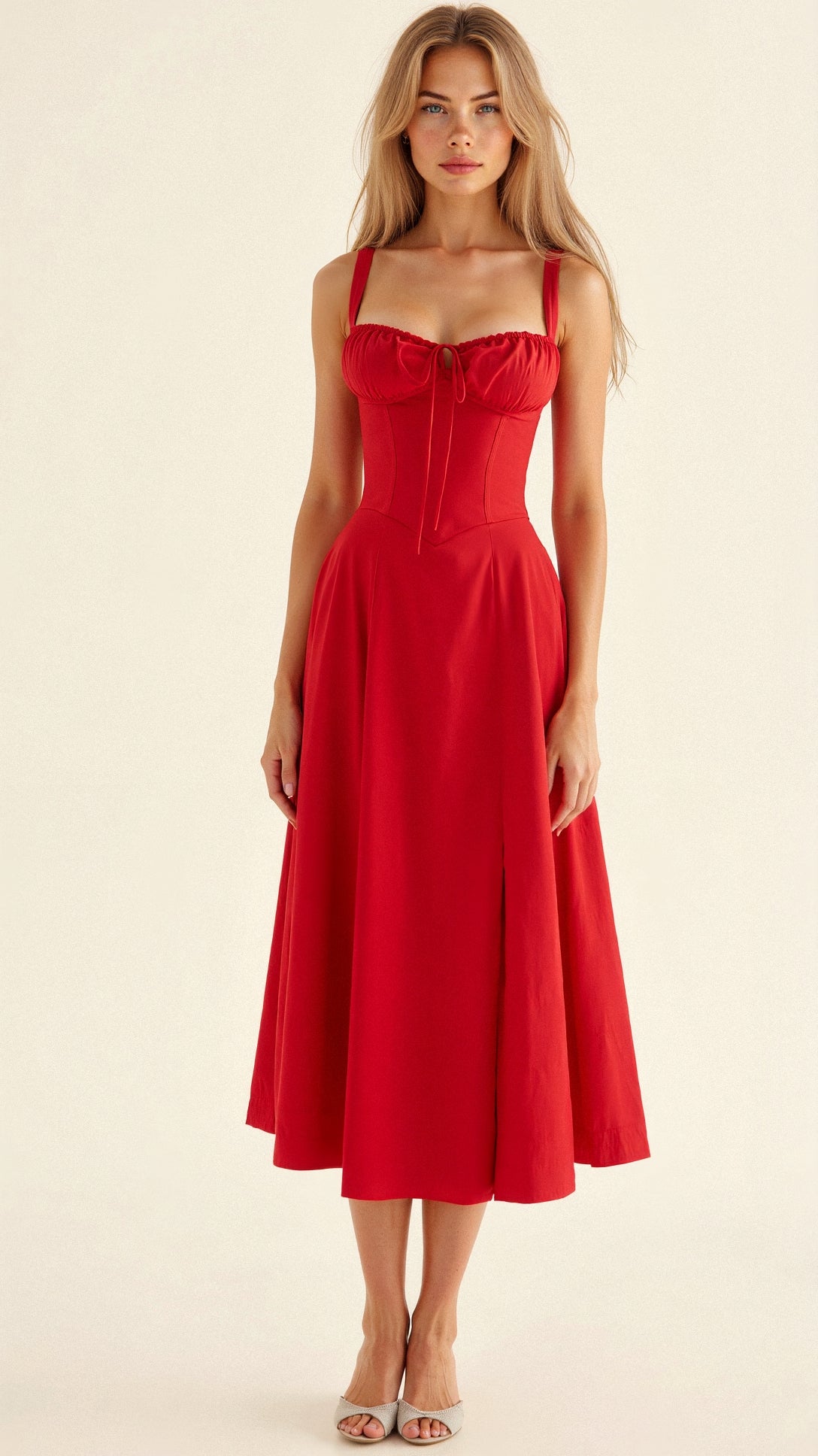 Abito Donna Midi Velluto Smanicato Slim Fit – Elegante