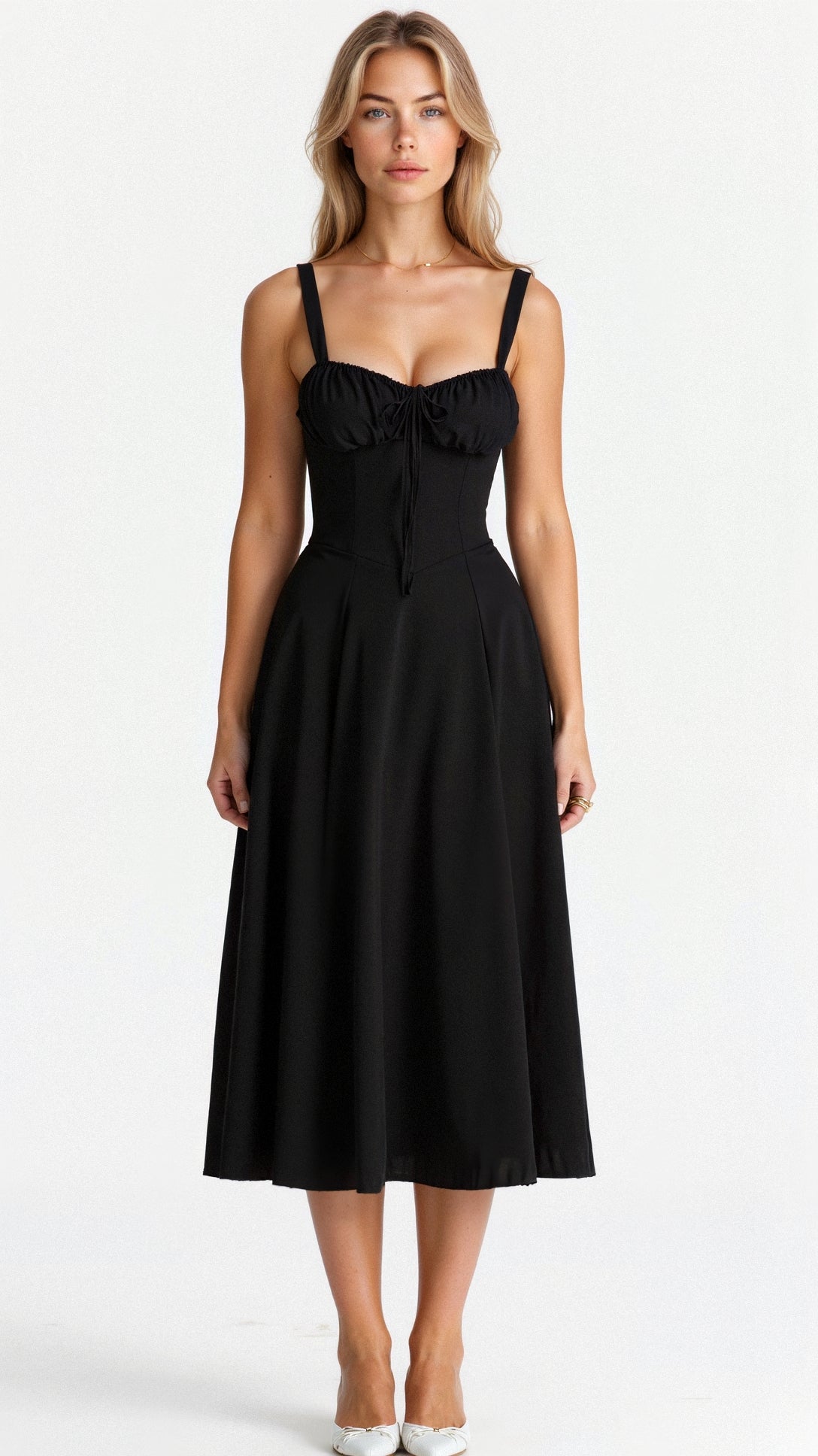Abito Donna Midi Velluto Smanicato Slim Fit – Elegante