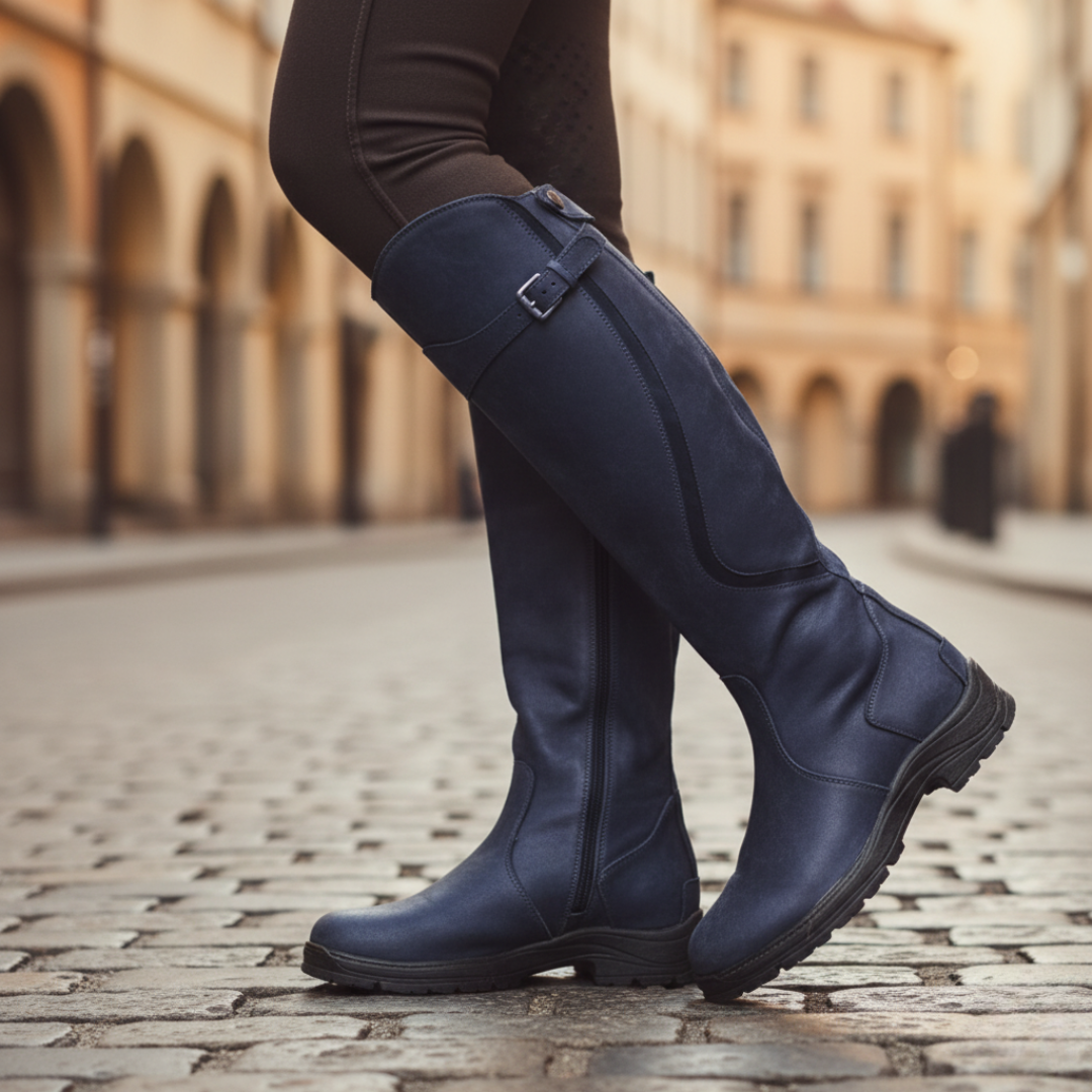 Stivali donna similpelle ginocchio zip