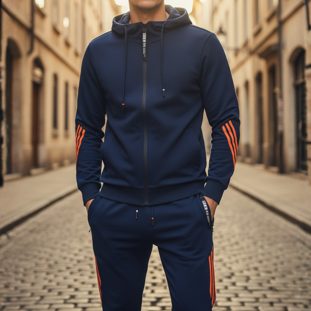 Tuta Uomo Sportiva con Zip in Misto Fibre