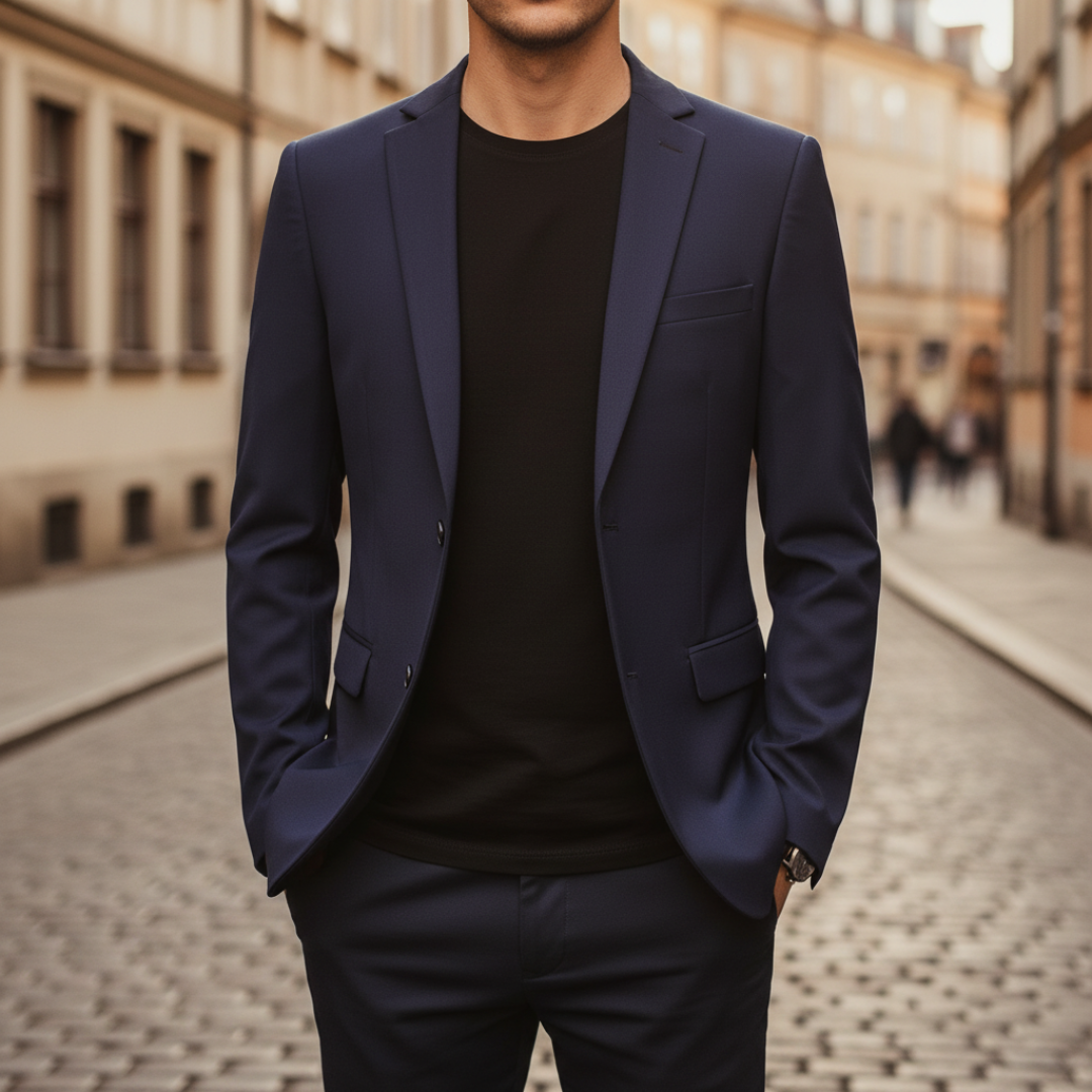 Blazer Uomo Slim Fit Scuro Monopetto