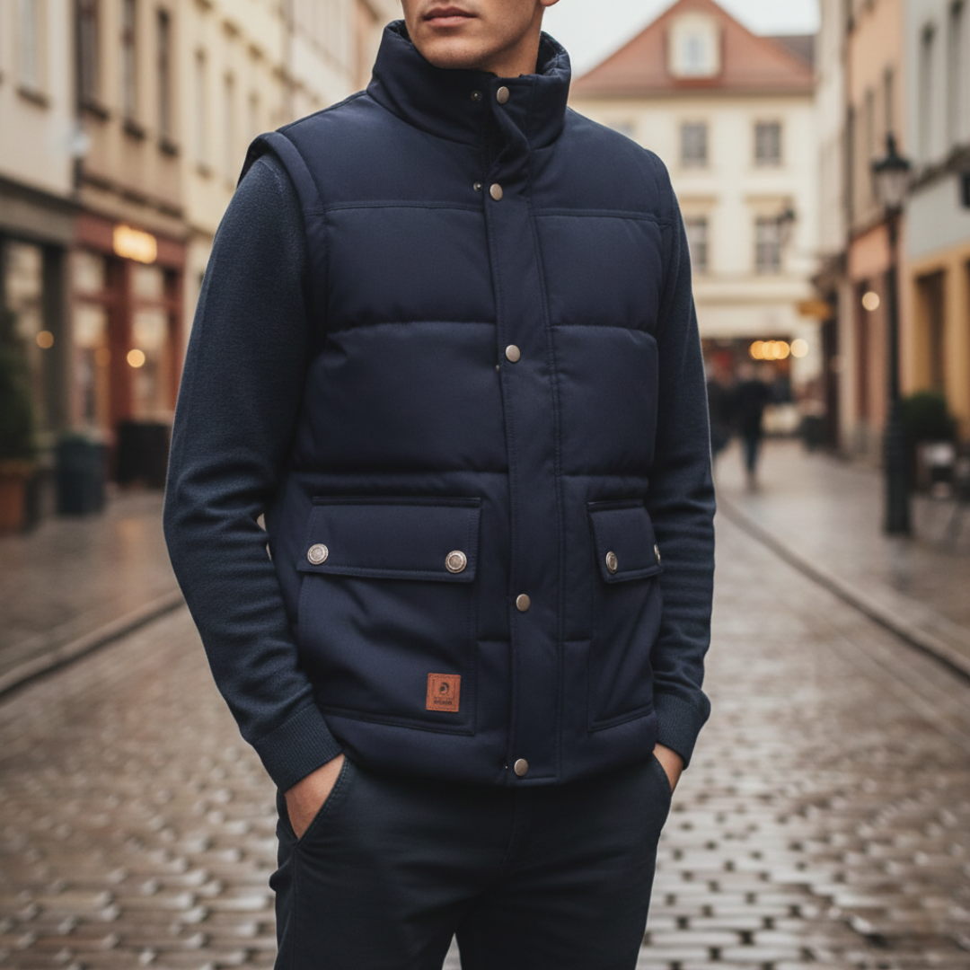 Gilet Imbottito Uomo Senza Maniche con Fodera Sherpa