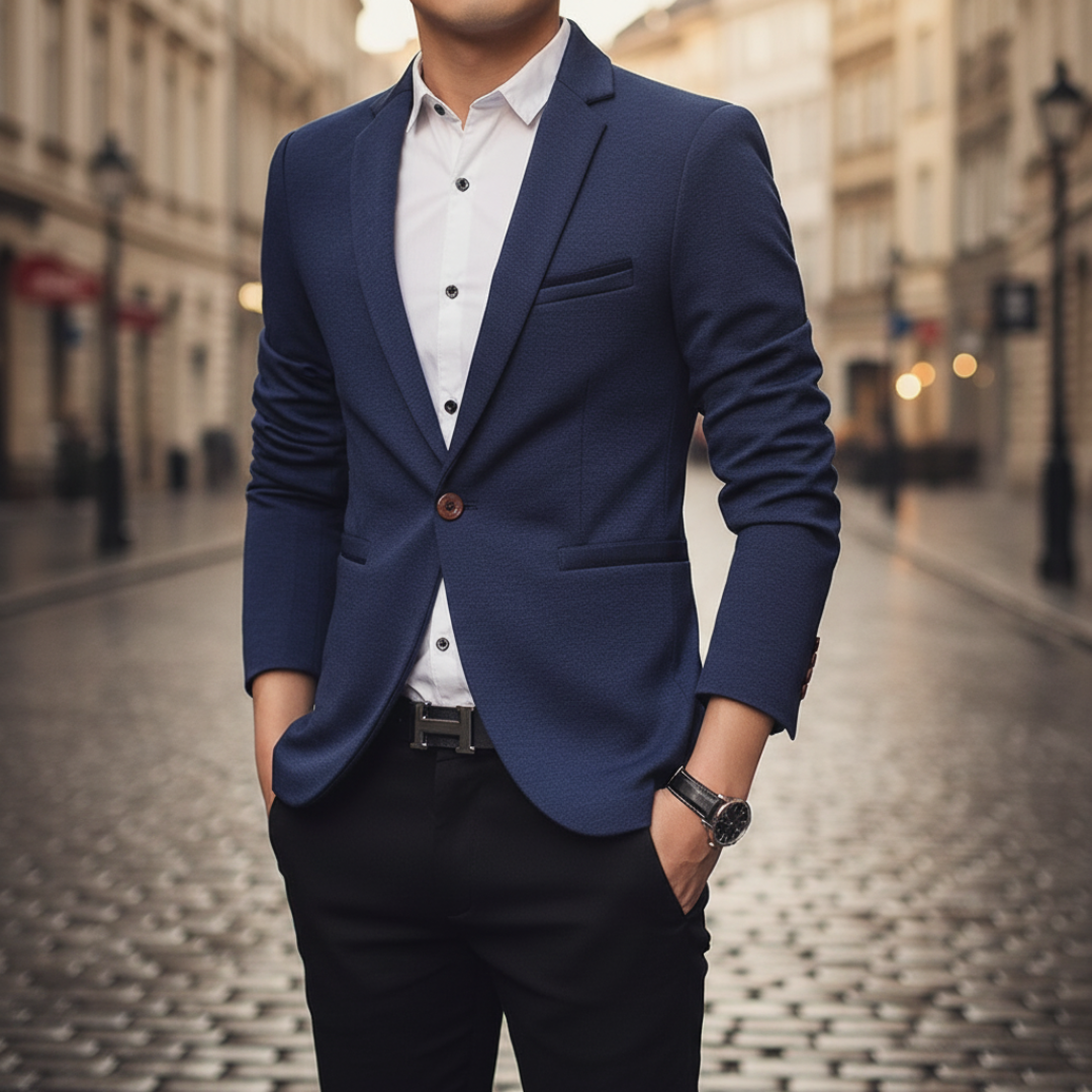 Blazer Uomo Slim Fit Formale Azzurro