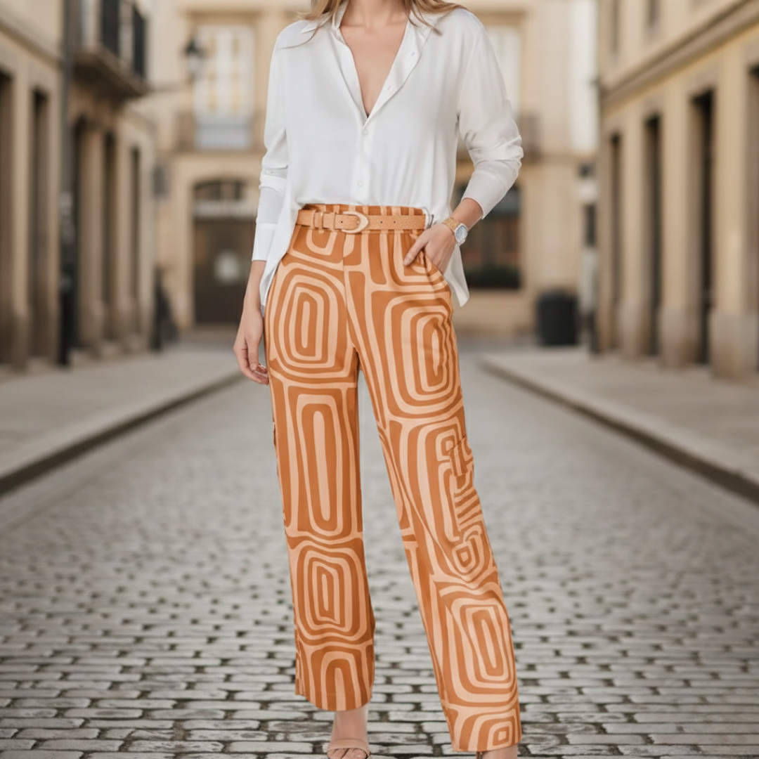 Pantaloni a Vita Alta e Camicia Bianca Set Donna Estivo