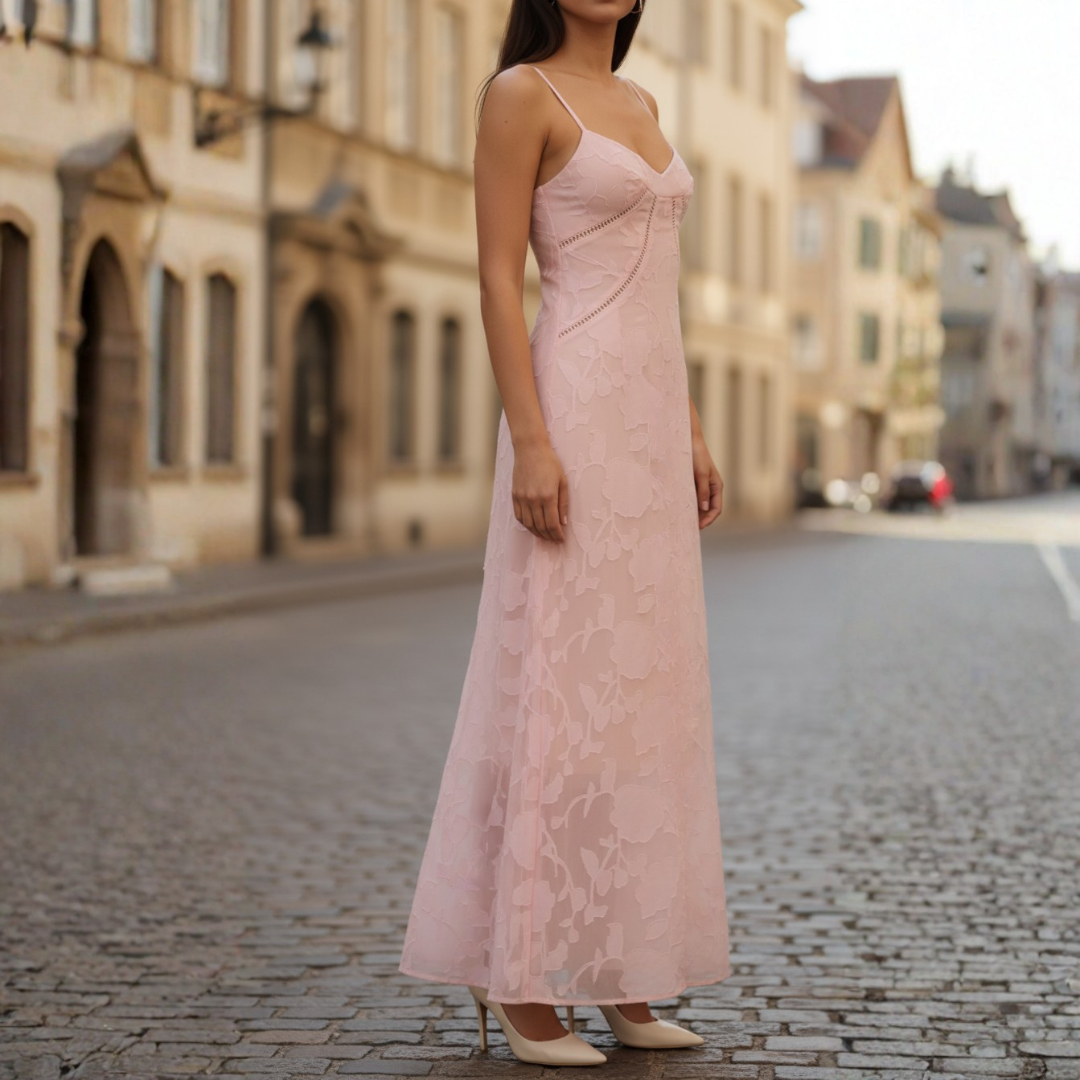 Abito Maxi Donna in Pizzo con Spalline Sottili