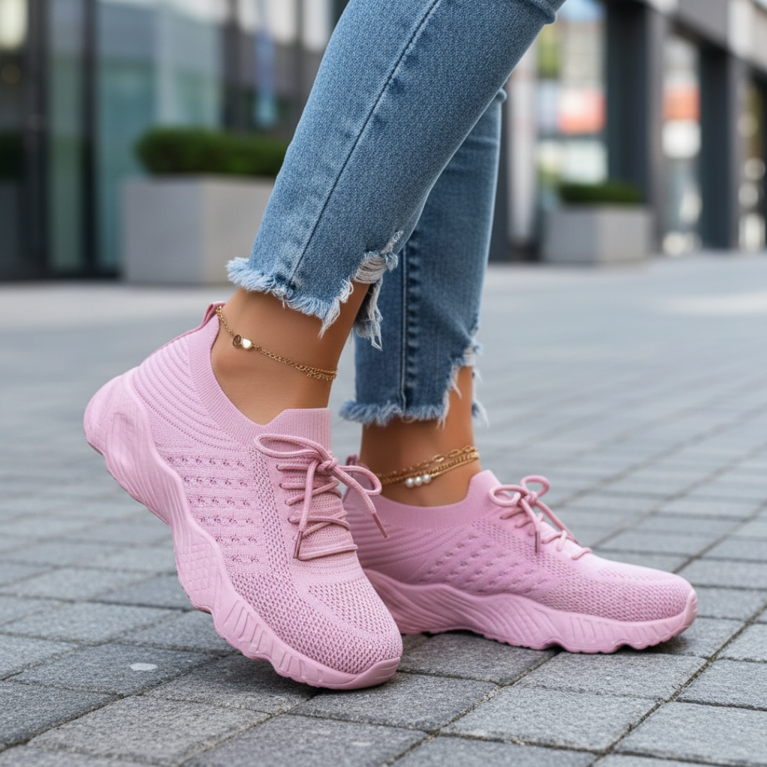 Scarpe da Passeggio Donna con Lacci in Maglia Traspirante Sneakers