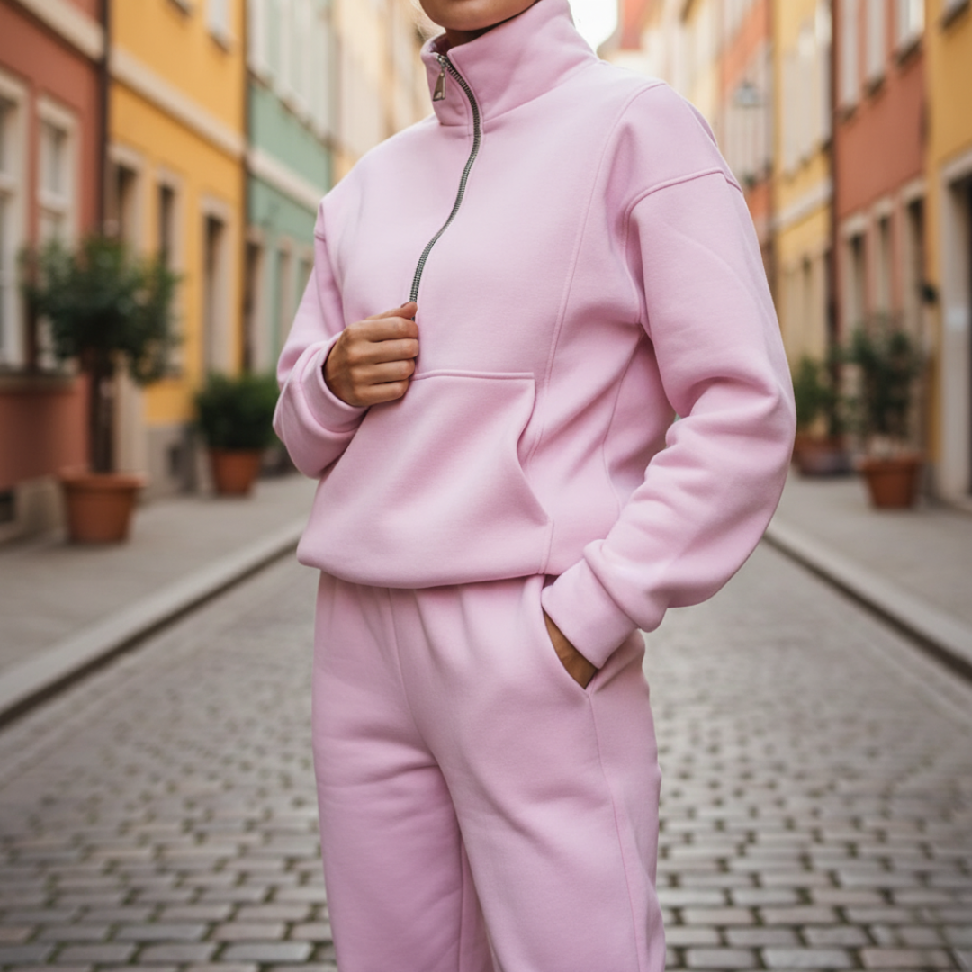 Tuta Donna Mezza Zip Misto Sportiva