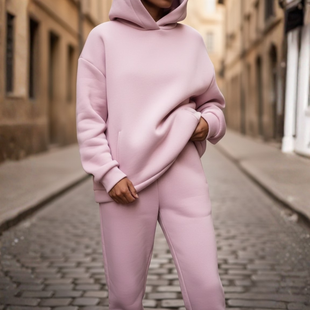Tuta Donna con Cappuccio Misto Tessuti Elegante Sportiva
