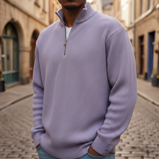 Maglione Uomo Collo Alto Zip in Maglia