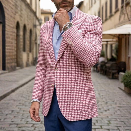 Giacca Blazer Uomo Pied de Poule Slim Fit Autunno