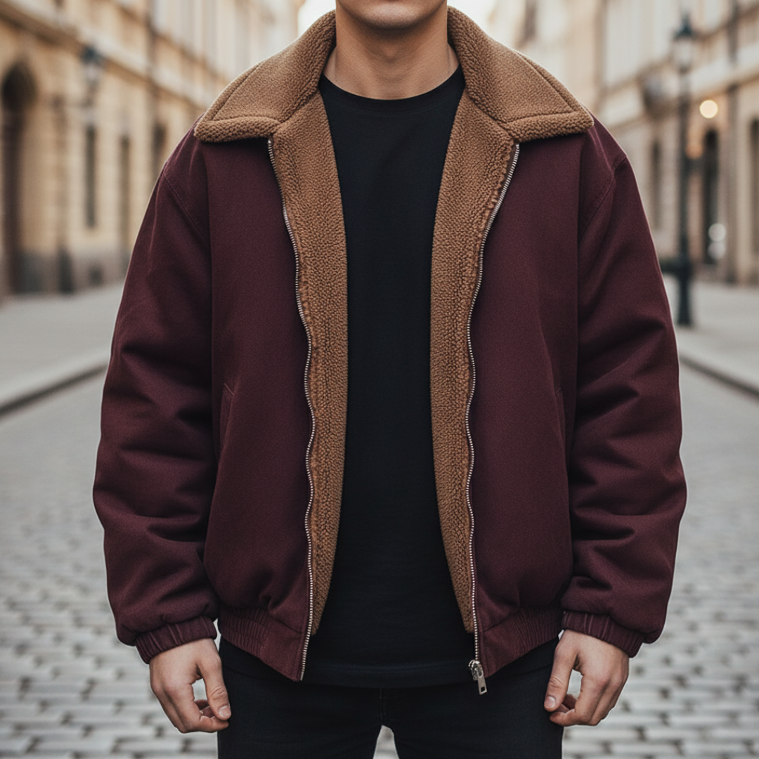Bomber Uomo Foderato in Tessuto Misto con Zip Intera