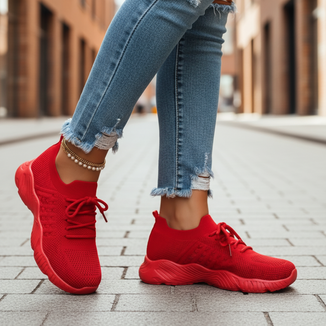 Scarpe da Passeggio Donna con Lacci in Maglia Traspirante Sneakers