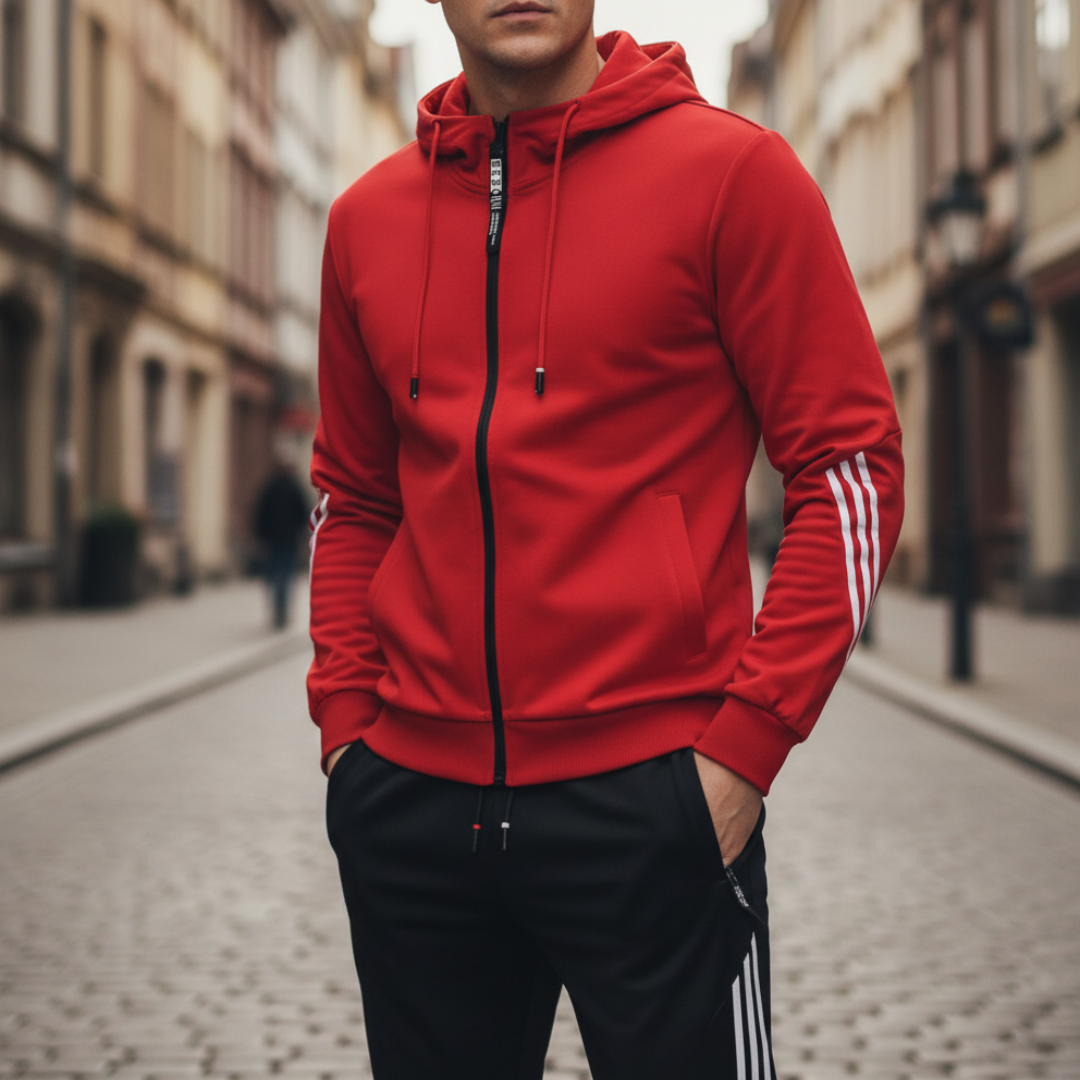 Tuta Uomo Sportiva con Zip in Misto Fibre