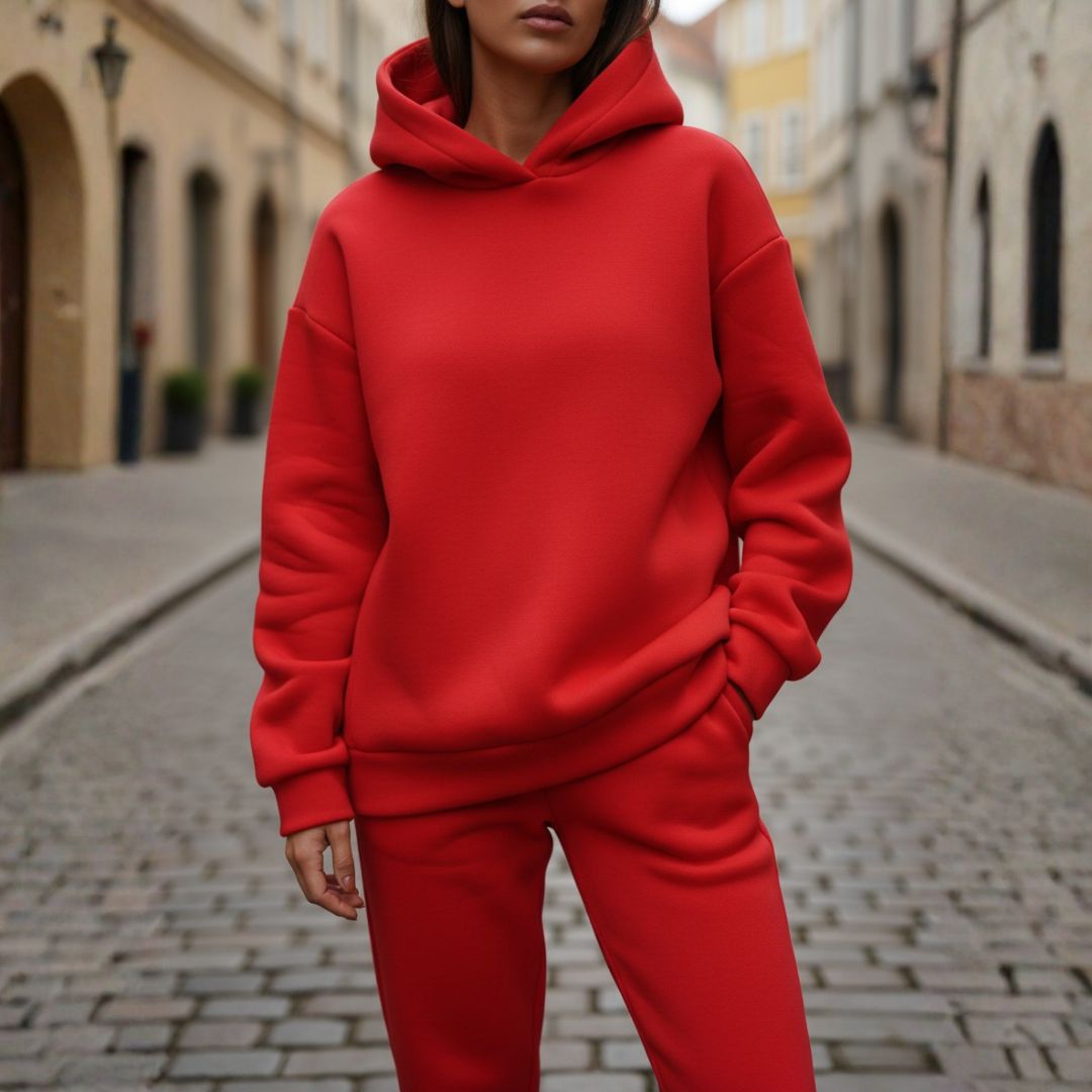 Tuta Donna con Cappuccio Misto Tessuti Elegante Sportiva