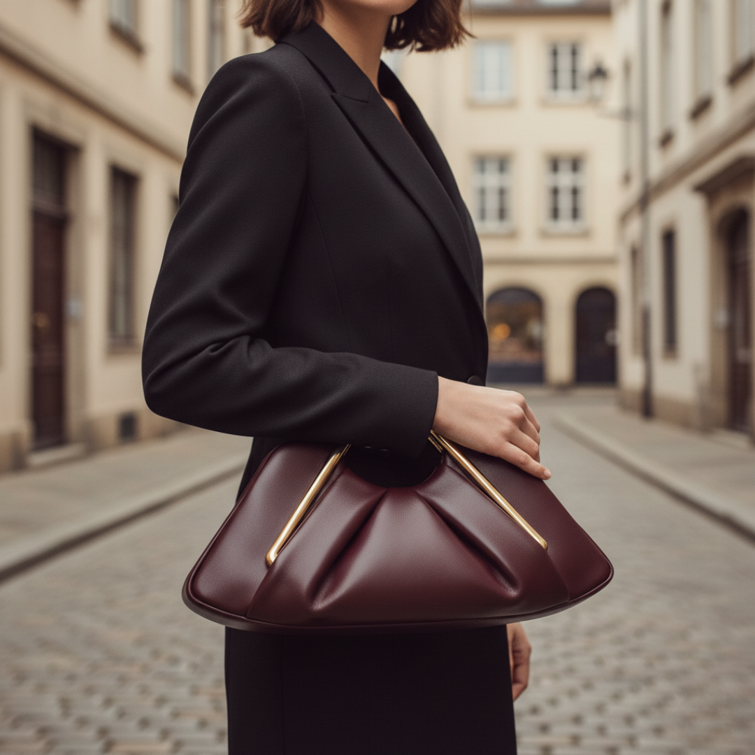 Borsa Donna con Manico Oro in Ecopelle
