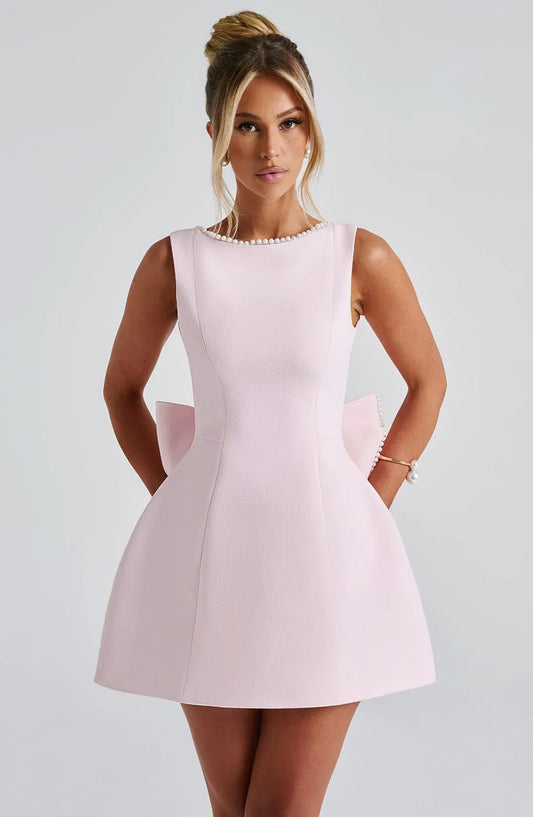 Abito Donna Raso Smanicato con Nœud Decorativo