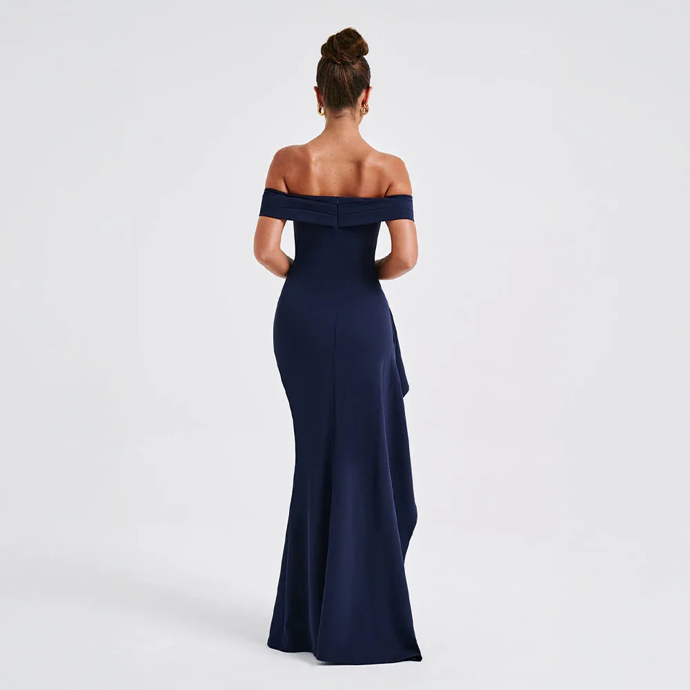 Abito Donna Lungo Raso Spalle Scoperte con Spacco – Elegante