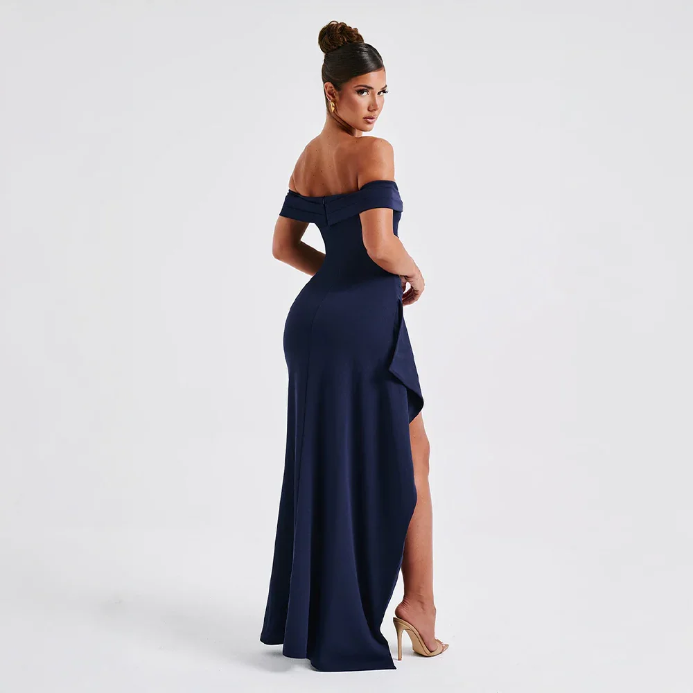 Abito Donna Lungo Raso Spalle Scoperte con Spacco – Elegante