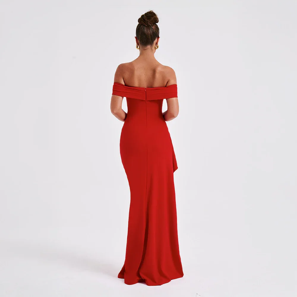 Abito Donna Lungo Raso Spalle Scoperte con Spacco – Elegante
