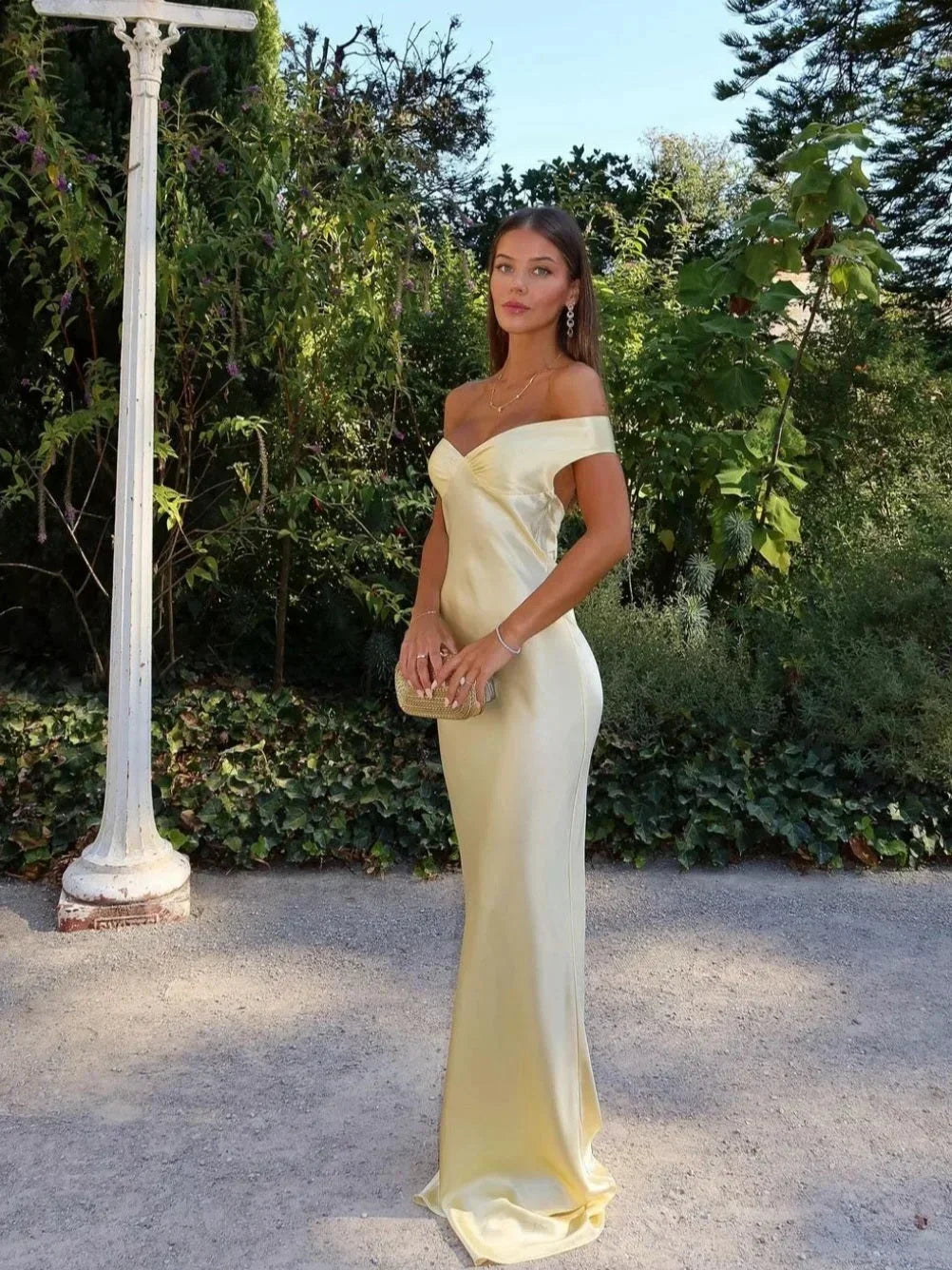 Abito Donna Raso Smanicato Floreale Scollo a V Cerimonia
