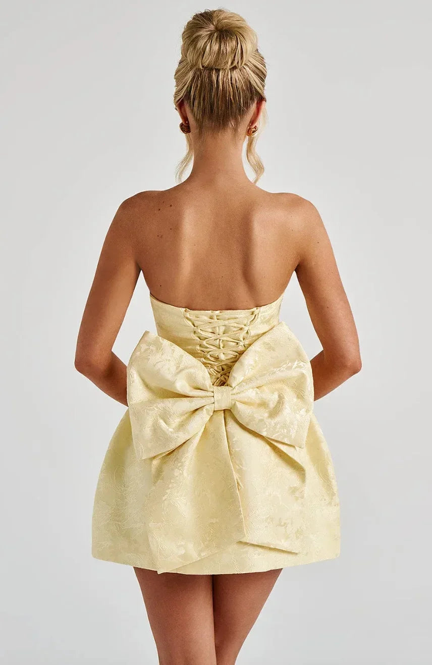 Abito Donna Jacquard Smanicato con Scollo a V – Cerimonia