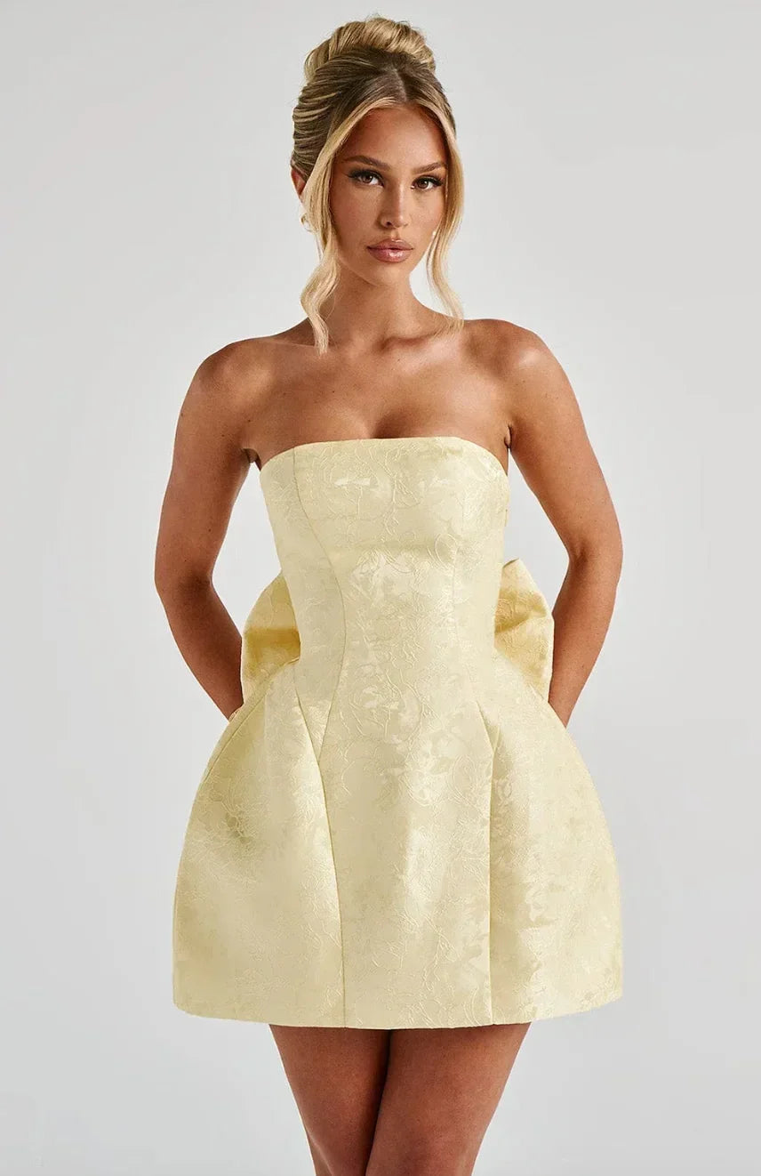 Abito Donna Jacquard Smanicato con Scollo a V – Cerimonia