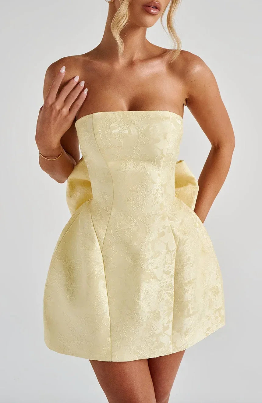 Abito Donna Jacquard Smanicato con Scollo a V – Cerimonia
