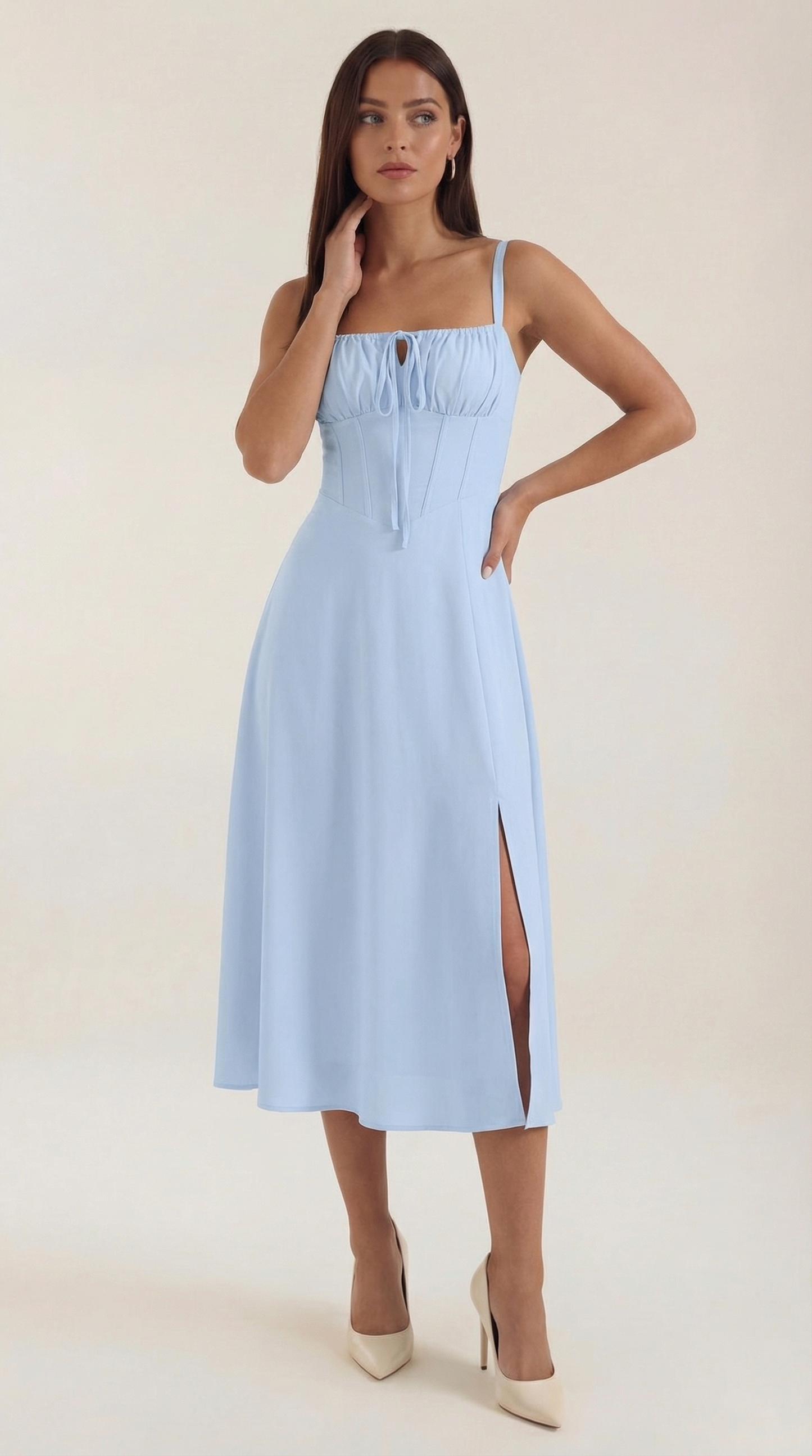 Abito Donna Velluto Smanicato Midi Floreale con Scollo a V