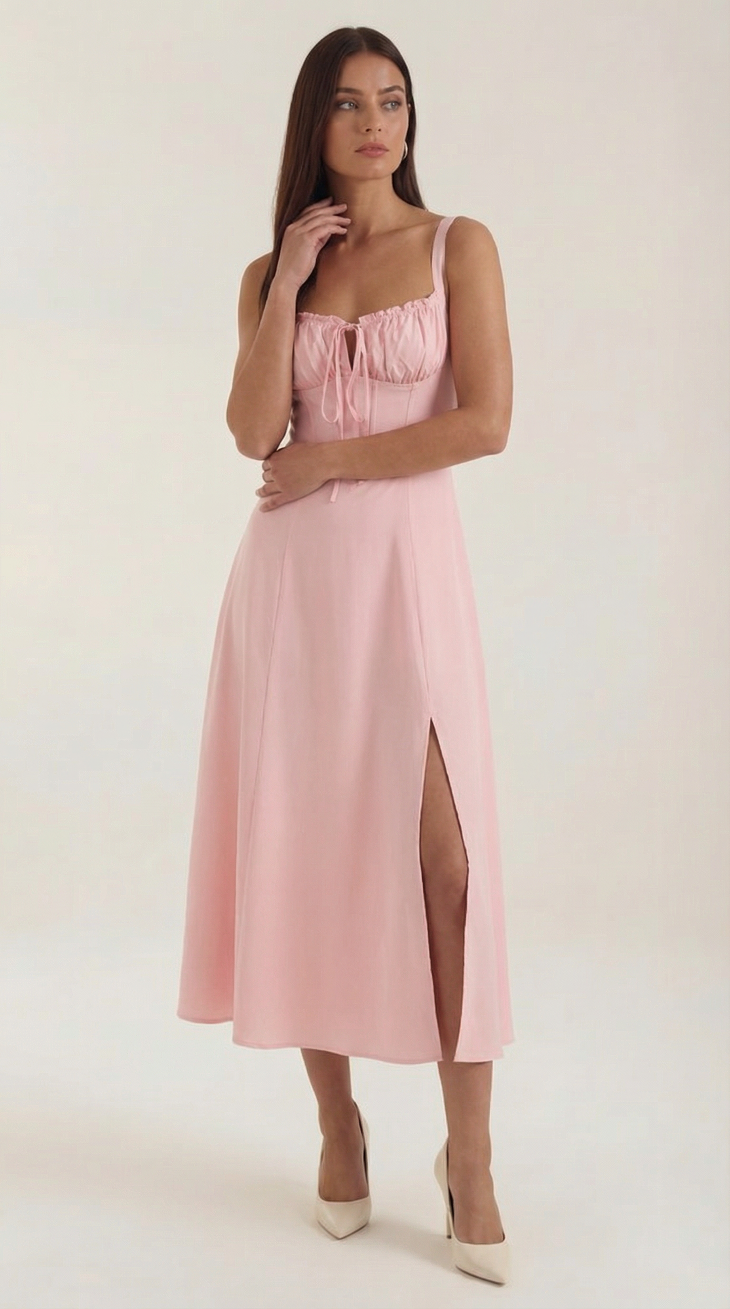 Abito Donna Velluto Smanicato Midi Floreale con Scollo a V
