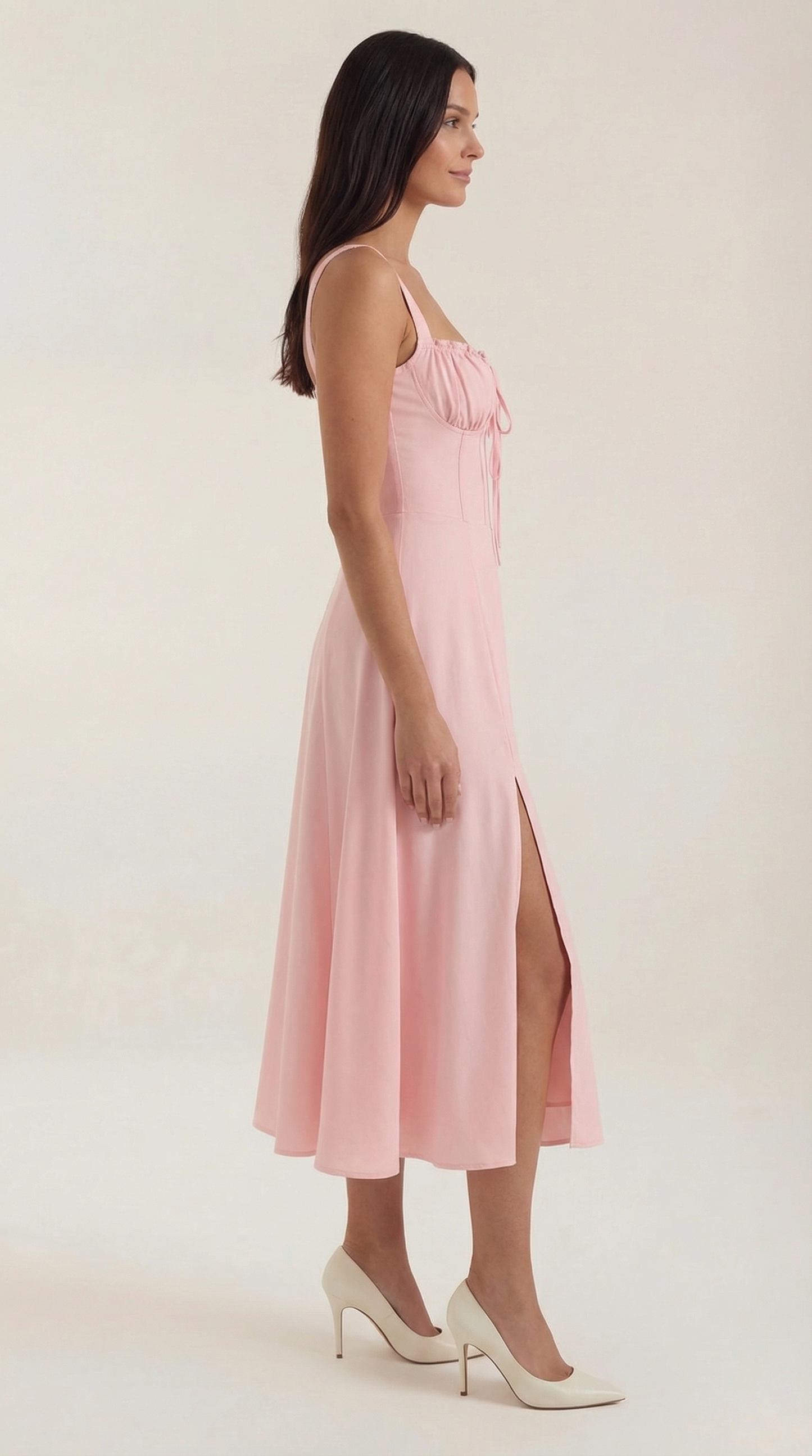 Abito Donna Velluto Smanicato Midi Floreale con Scollo a V