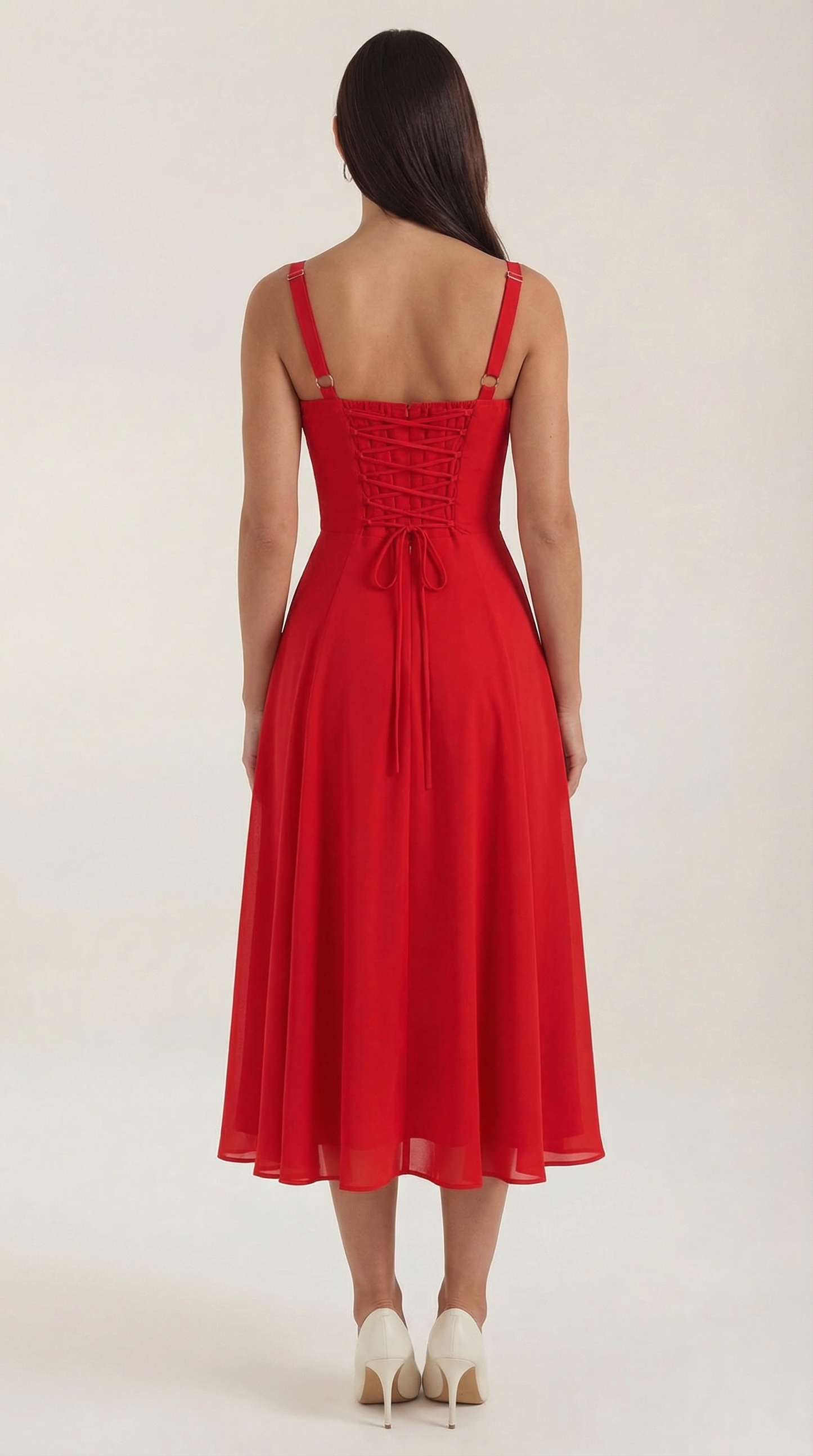 Abito Donna Velluto Smanicato Midi Floreale con Scollo a V
