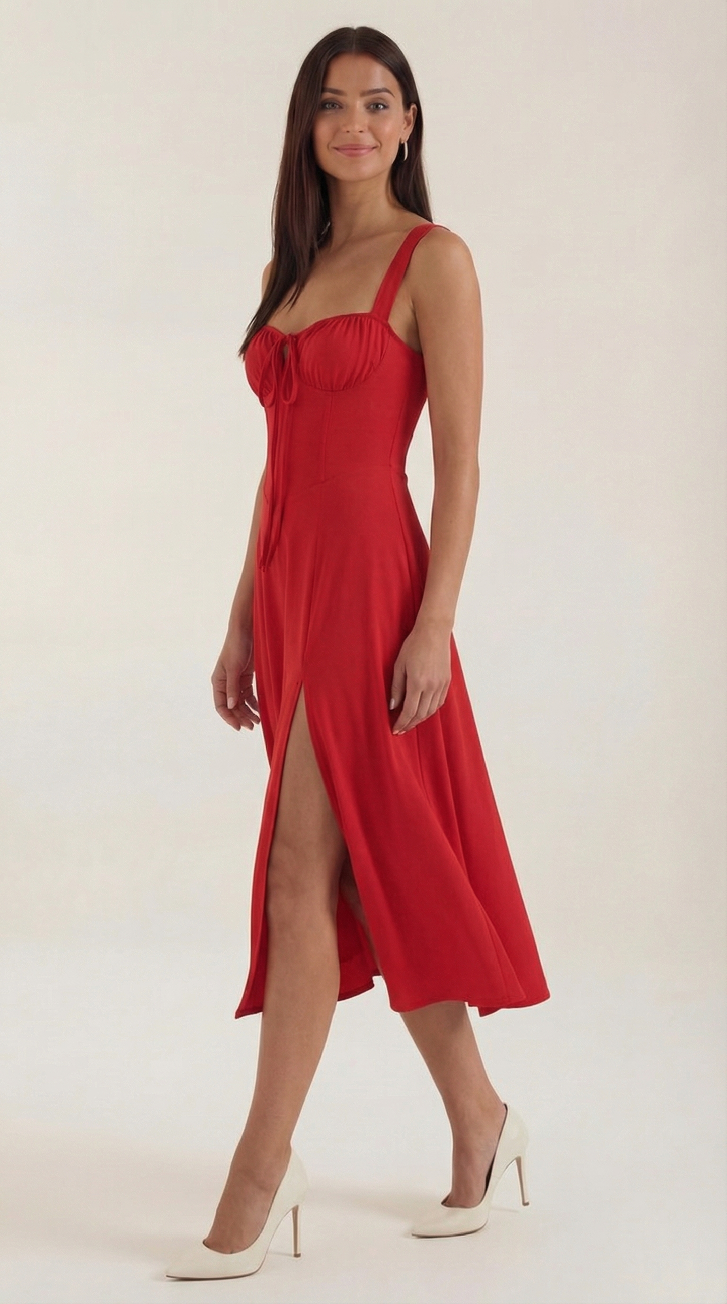 Abito Donna Velluto Smanicato Midi Floreale con Scollo a V