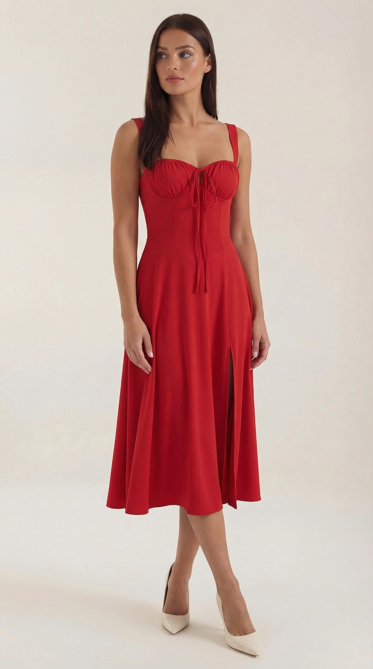 Abito Donna Velluto Smanicato Midi Floreale con Scollo a V