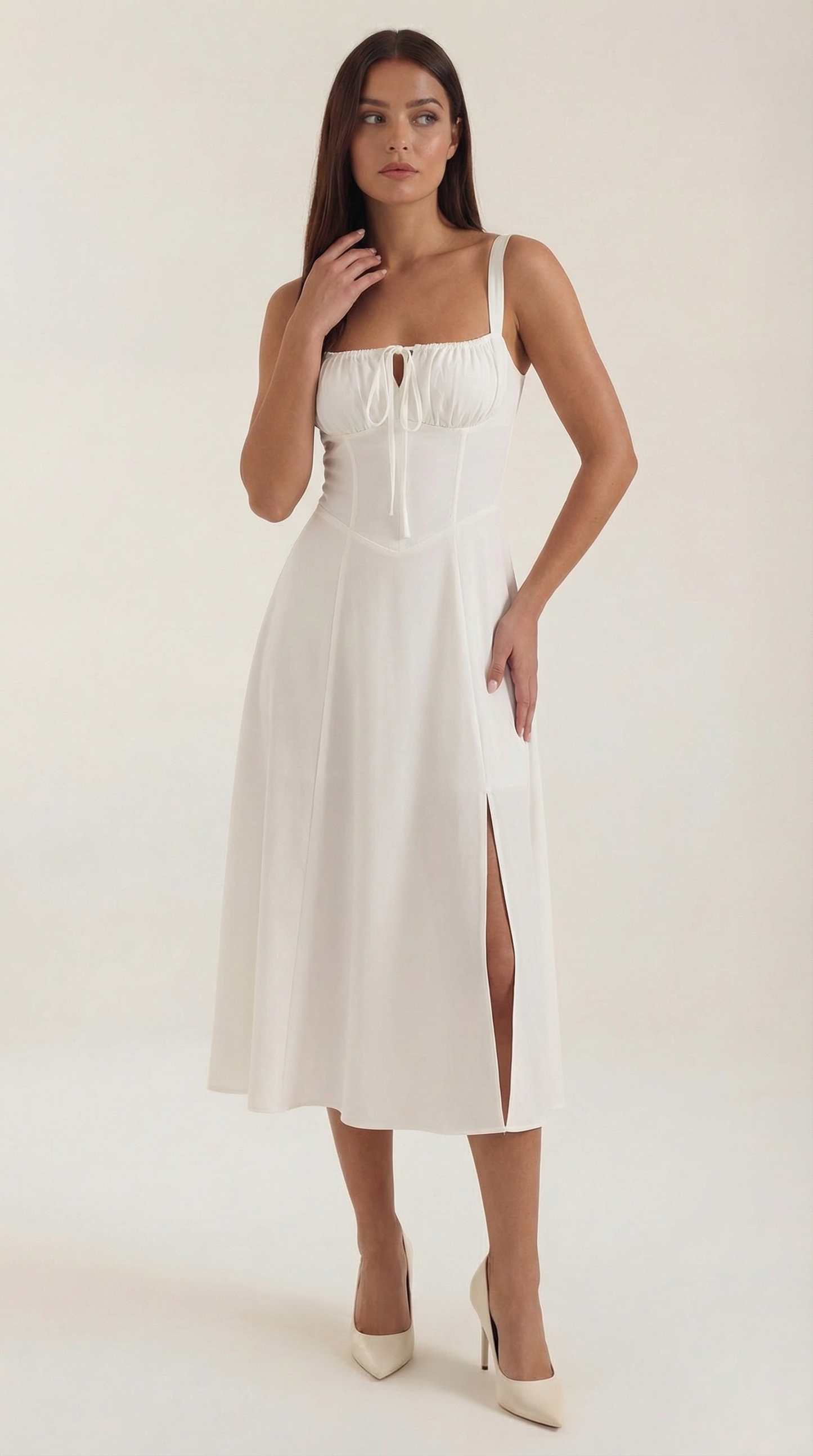 Abito Donna Velluto Smanicato Midi Floreale con Scollo a V