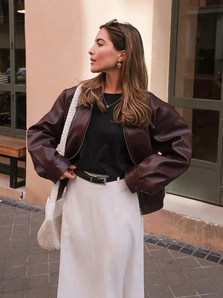 Gilet Donna Simili Cuir Vintage Smanicato con Bottoni