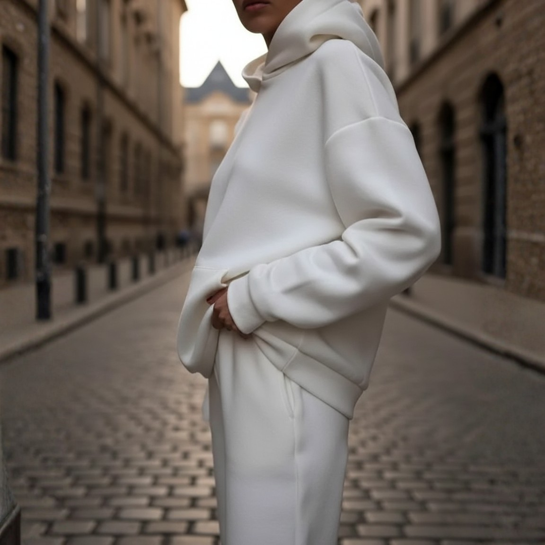 Tuta Donna con Cappuccio Misto Tessuti Elegante Sportiva