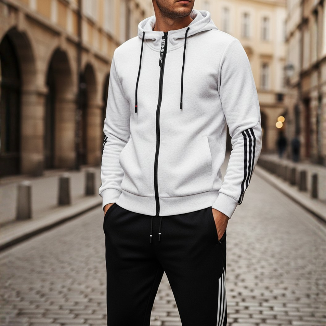 Tuta Uomo Sportiva con Zip in Misto Fibre