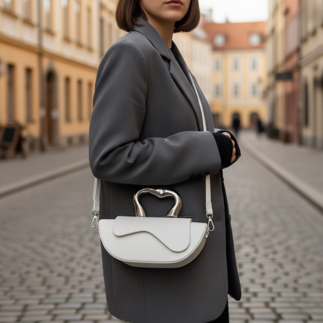 Borsa Tracolla Donna PU Mezzaluna Manico Cuore