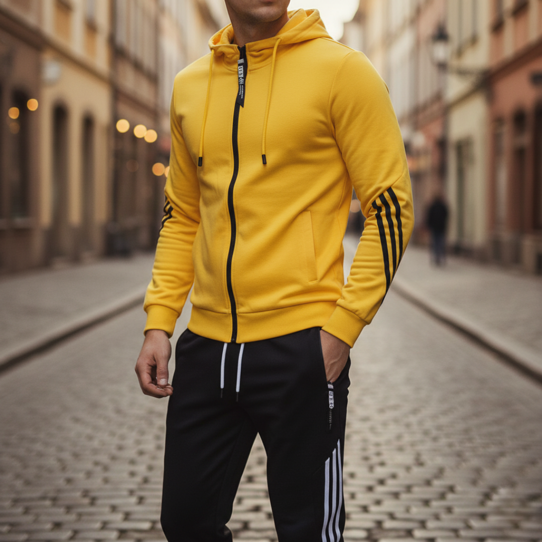 Tuta Uomo Sportiva con Zip in Misto Fibre