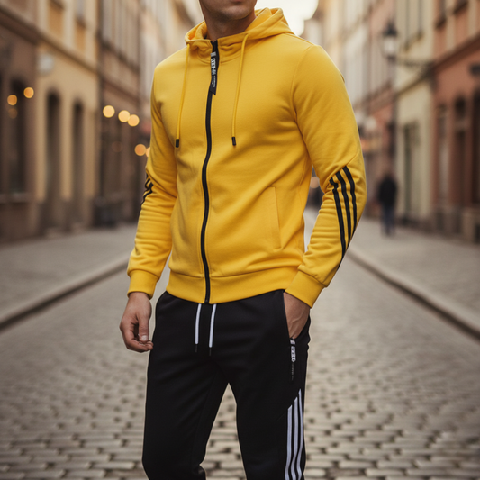 Tuta Uomo Sportiva con Zip in Misto Fibre