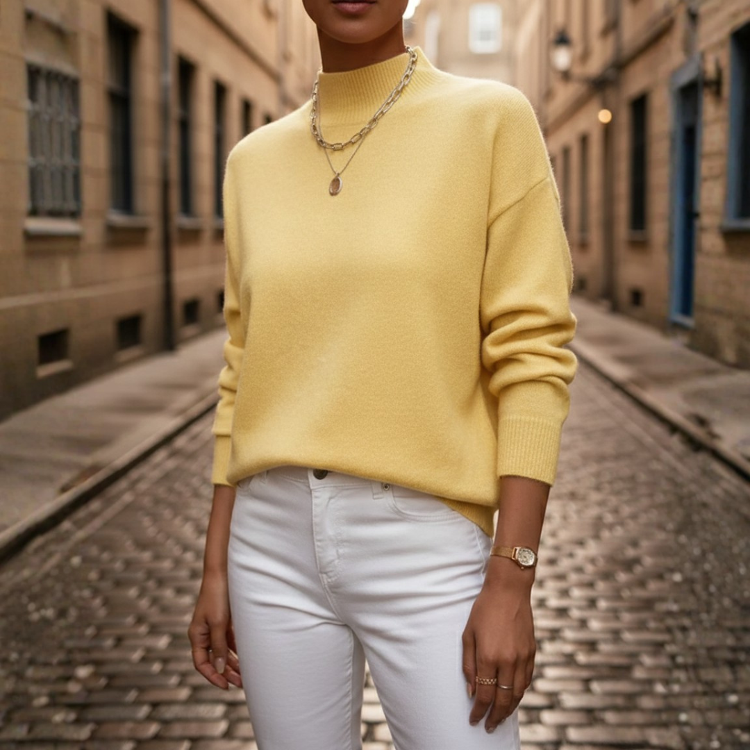 Maglione Donna a Collo Alto Latte