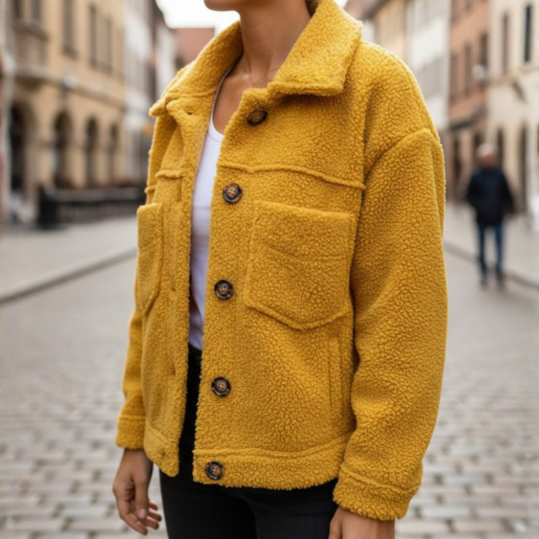 Giacca Autunnale Elegante in Tessuto Teddy Donna